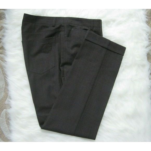 Akris Punto Wool Blend Pants Sz 8 Dark Brown Grey Office Career Dress Wear - Picture 1 of 7